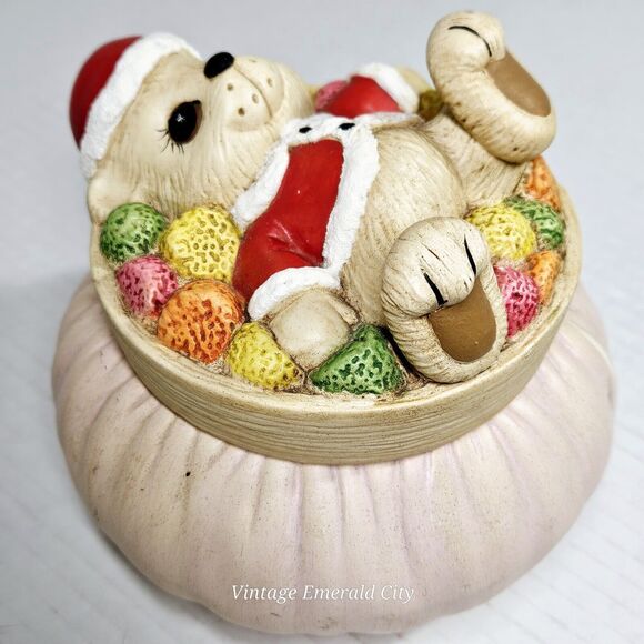 Vtg Dona's Mold Inc. Bear Sugar Gum Drops Trinket Box Candy Dish Christmas Decor - Picture 6 of 12